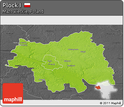 Physical 3D Map of Plock I, darken, desaturated
