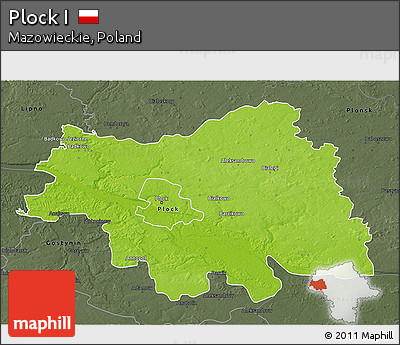Physical 3D Map of Plock I, darken, semi-desaturated