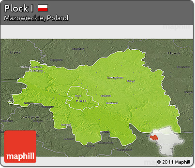 Physical 3D Map of Plock I, darken, semi-desaturated