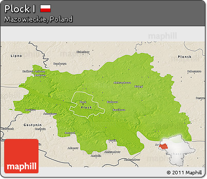 Physical 3D Map of Plock I, shaded relief outside