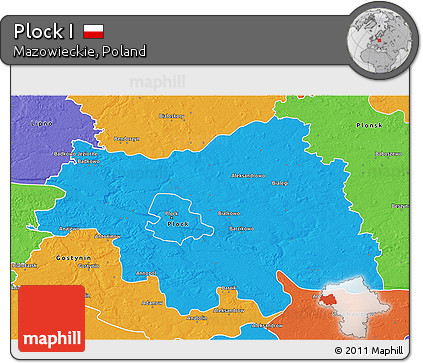 Political 3D Map of Plock I