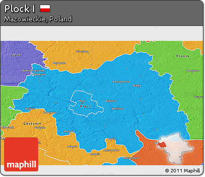 Political 3D Map of Plock I