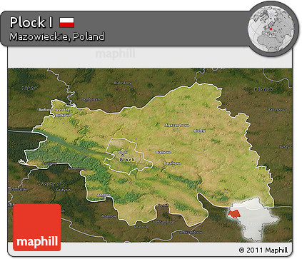 Satellite 3D Map of Plock I, darken