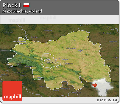 Satellite 3D Map of Plock I, darken