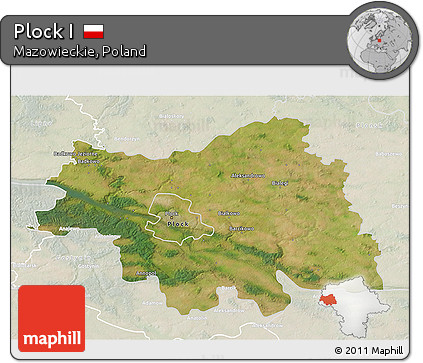 Satellite 3D Map of Plock I, lighten