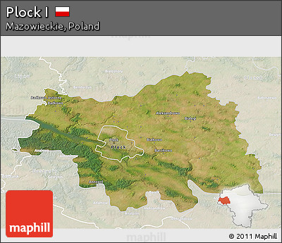 Satellite 3D Map of Plock I, lighten