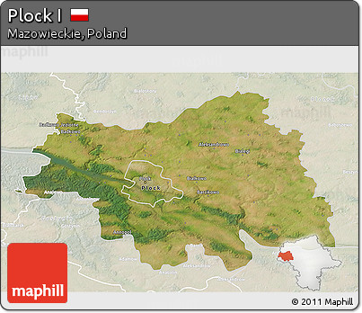 Satellite 3D Map of Plock I, lighten