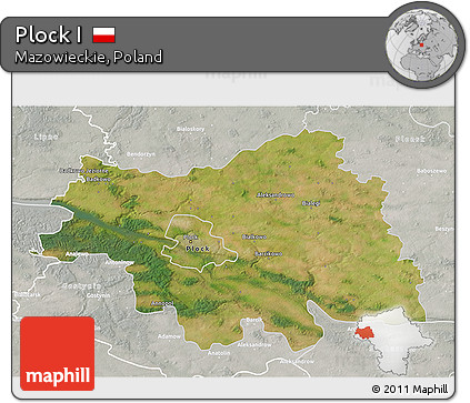 Satellite 3D Map of Plock I, lighten, semi-desaturated