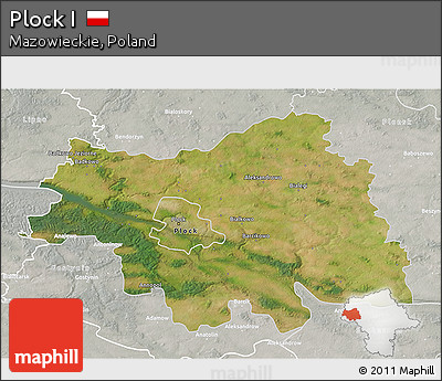 Satellite 3D Map of Plock I, lighten, semi-desaturated
