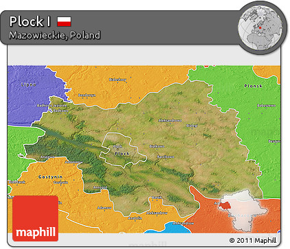 Satellite 3D Map of Plock I, political outside