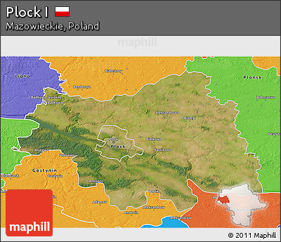 Satellite 3D Map of Plock I, political outside