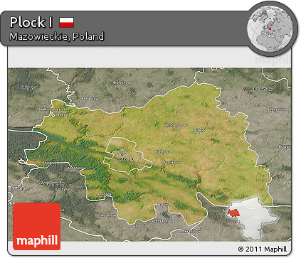 Satellite 3D Map of Plock I, semi-desaturated