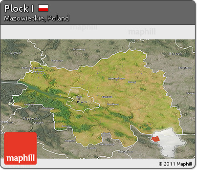 Satellite 3D Map of Plock I, semi-desaturated