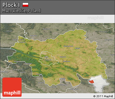 Satellite 3D Map of Plock I, semi-desaturated