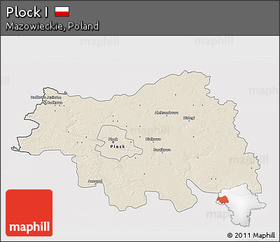 Shaded Relief 3D Map of Plock I, cropped outside
