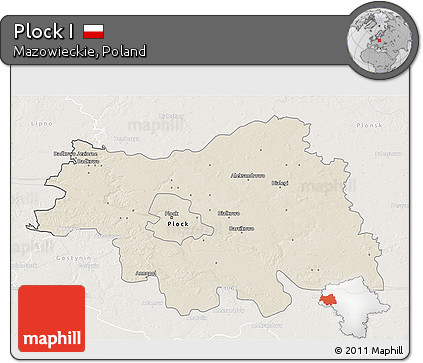 Shaded Relief 3D Map of Plock I, lighten