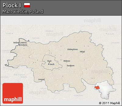 Shaded Relief 3D Map of Plock I, lighten