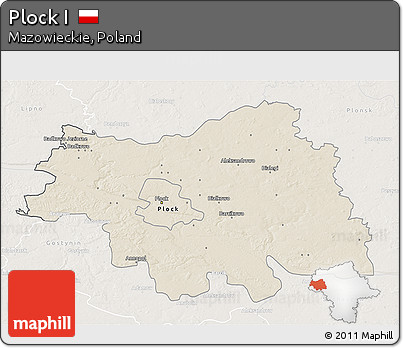 Shaded Relief 3D Map of Plock I, lighten