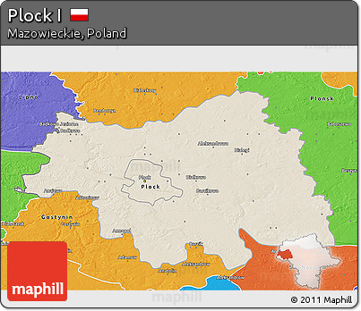 Shaded Relief 3D Map of Plock I, political outside