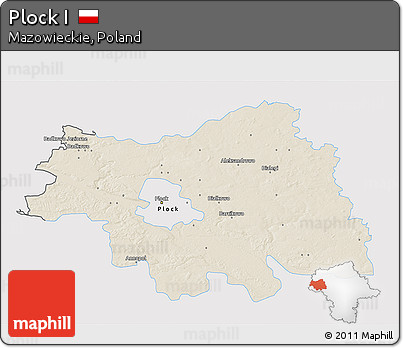 Shaded Relief 3D Map of Plock I, single color outside