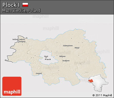 Shaded Relief 3D Map of Plock I, single color outside