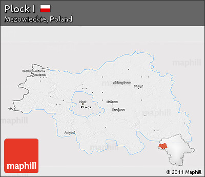 Silver Style 3D Map of Plock I, single color outside