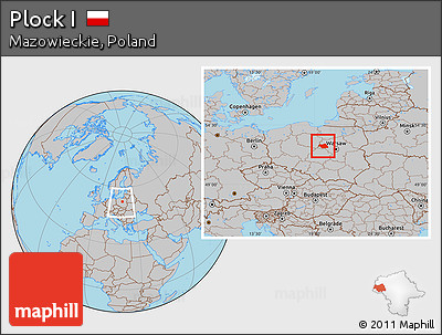 Gray Location Map of Plock I, within the entire country