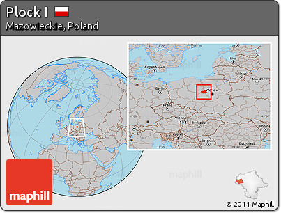 Gray Location Map of Plock I, within the entire country