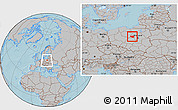 Gray Location Map of Plock I, within the entire country, hill shading