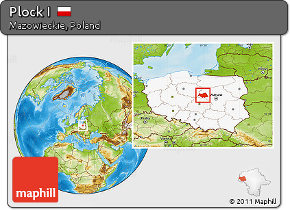 Physical Location Map of Plock I, highlighted country