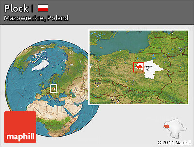 Satellite Location Map of Plock I, highlighted parent region