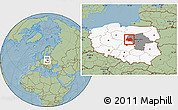 Savanna Style Location Map of Plock I, highlighted country, highlighted parent region, hill shading