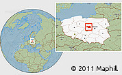 Savanna Style Location Map of Plock I, highlighted country, hill shading