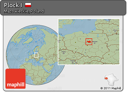 Savanna Style Location Map of Plock I, hill shading