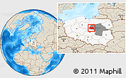 Shaded Relief Location Map of Plock I, highlighted country, highlighted parent region