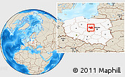 Shaded Relief Location Map of Plock I, highlighted country