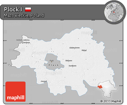 Gray Map of Plock I, single color outside