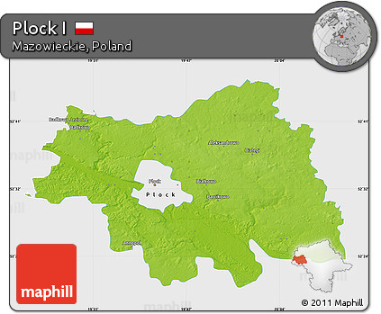 Physical Map of Plock I, single color outside