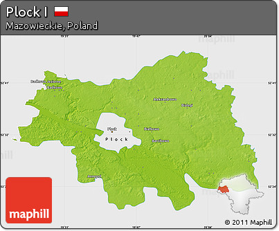 Physical Map of Plock I, single color outside