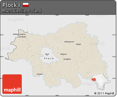Shaded Relief Map of Plock I, single color outside
