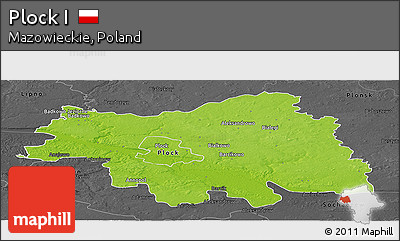 Physical Panoramic Map of Plock I, darken, desaturated