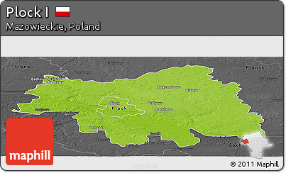 Physical Panoramic Map of Plock I, darken, desaturated