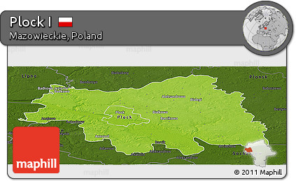 Physical Panoramic Map of Plock I, darken