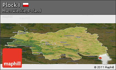 Satellite Panoramic Map of Plock I, darken