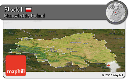 Satellite Panoramic Map of Plock I, darken
