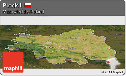 Satellite Panoramic Map of Plock I, darken