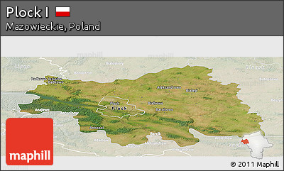 Satellite Panoramic Map of Plock I, lighten