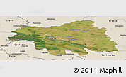 Satellite Panoramic Map of Plock I, shaded relief outside