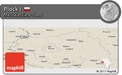 Shaded Relief Panoramic Map of Plock I