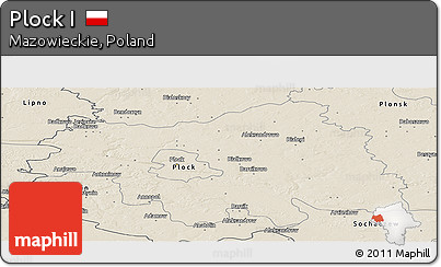 Shaded Relief Panoramic Map of Plock I